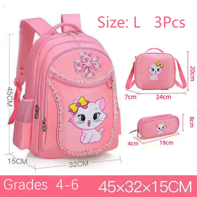 Backpack Pink Cute Cat Kindergarten Kid School Bag