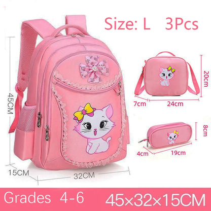 Backpack Pink Cute Cat Kindergarten Kid School Bag