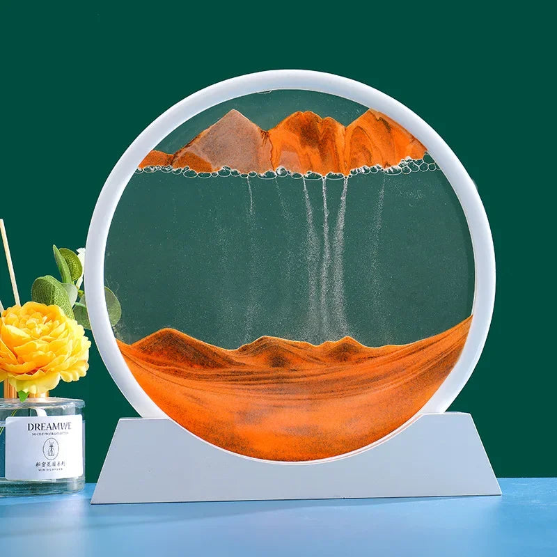 3D Moving Sand Round Glass Deep Sea Home Decoration