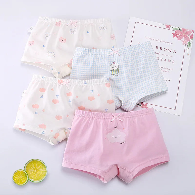 4Pcs Panties Girls Pure Cotton Boxer