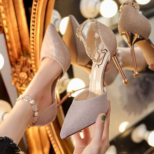 Sexy Silver High Stiletto Heels Shoes