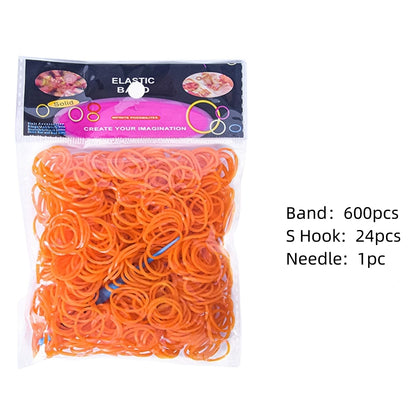 600Pcs Color Rubble Loom Wristbands Kit Elastic Weaving Lacing Craft