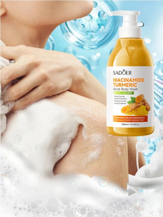 Gel de ducha exfoliante de cúrcuma para todo tipo de pieles.