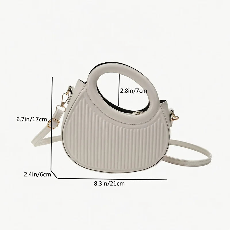 Chic Stripe Crossbody Elegant Synthetic Leather Handbag