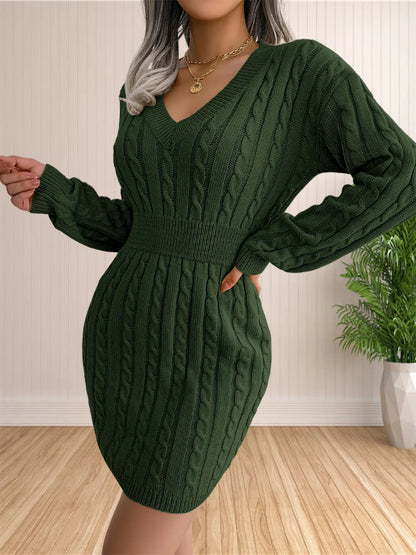 Sweater Cocktail V Neck Knitted Dress