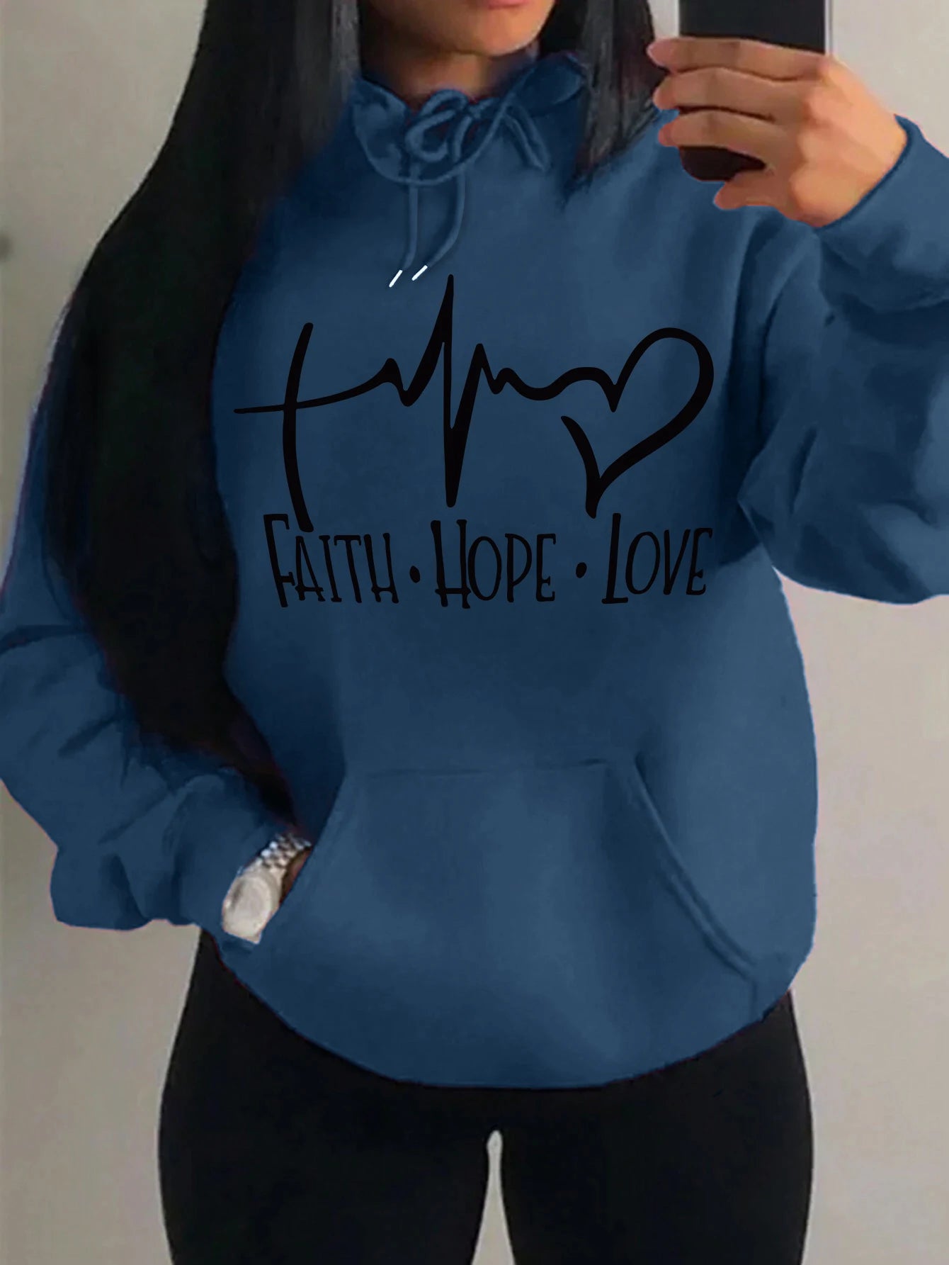 Faith Hope Love Letter Graphic Fleece Pullover