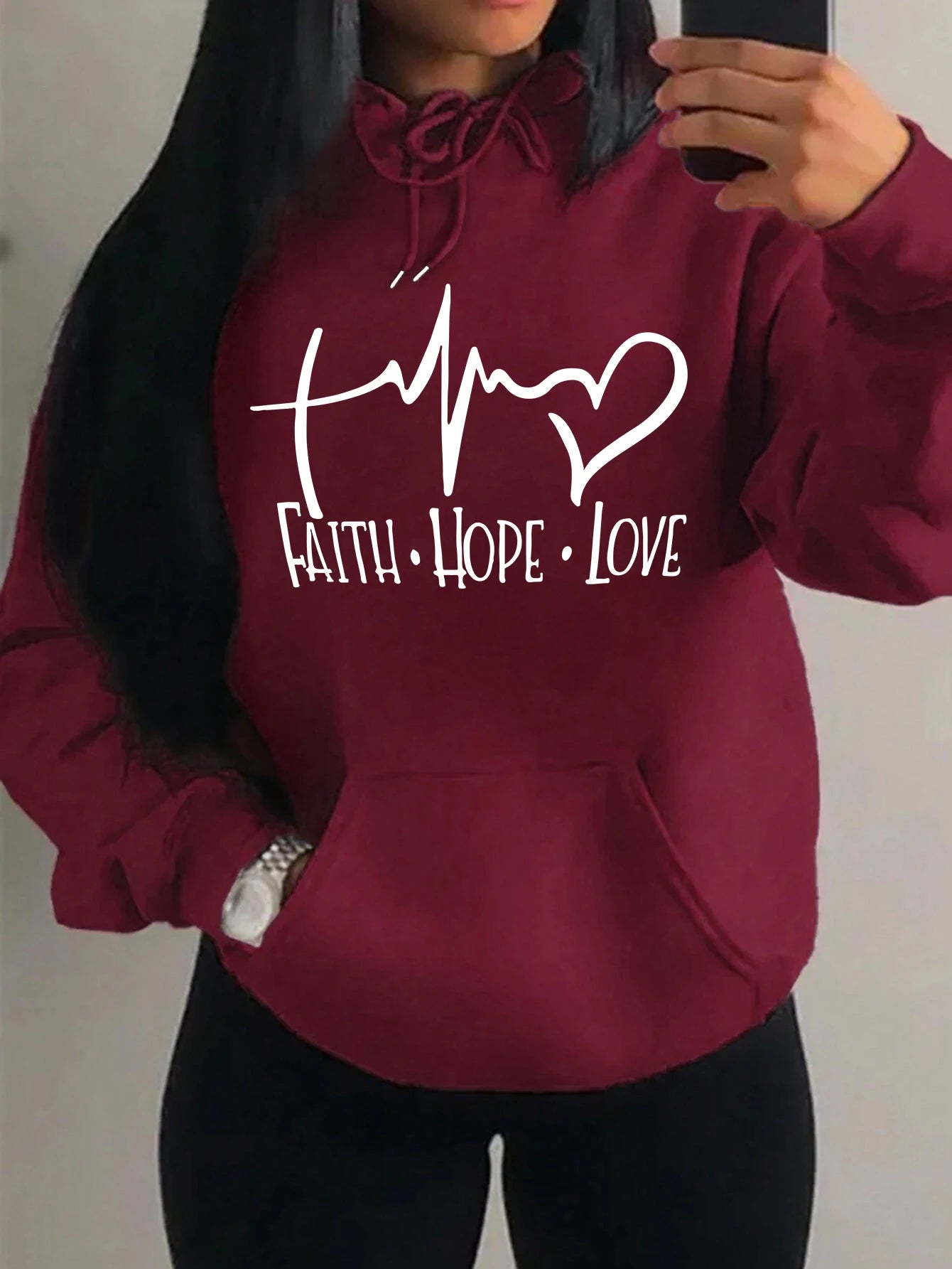 Faith Hope Love Letter Graphic Fleece Pullover