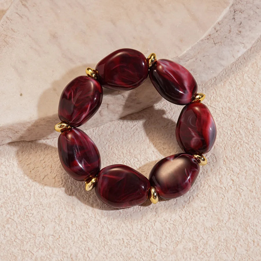 Acrylic Irregular Square Round Beaded Bracelet