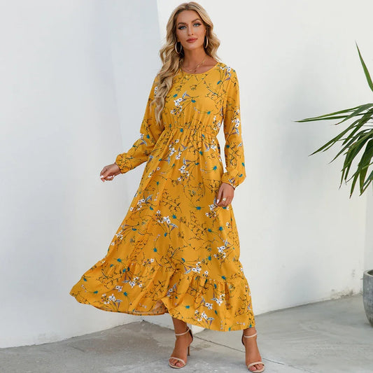Maxi Bohemian Full Sleeve High Waist Chiffon Long Dress