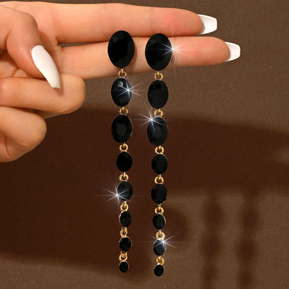 Tassel light luxury rhinestone long earrings