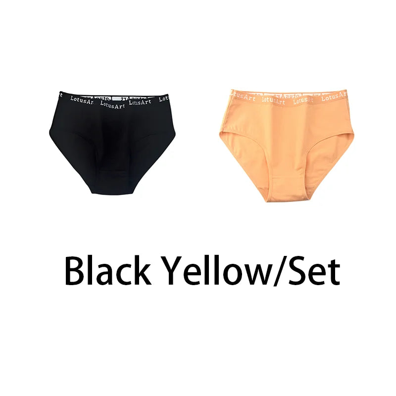 2PCS/Set Cotton Solid Panties Sexy Plus Size Lingerie