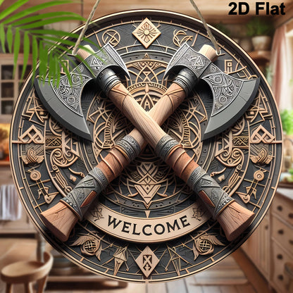 Viking Axes Welcome Sign Decor for Home