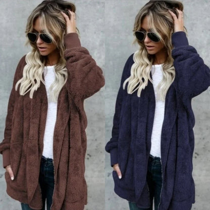 Sweatshirt Long Autumn Winter Long Sleeve Double Side Wear Flurry Loose Coats