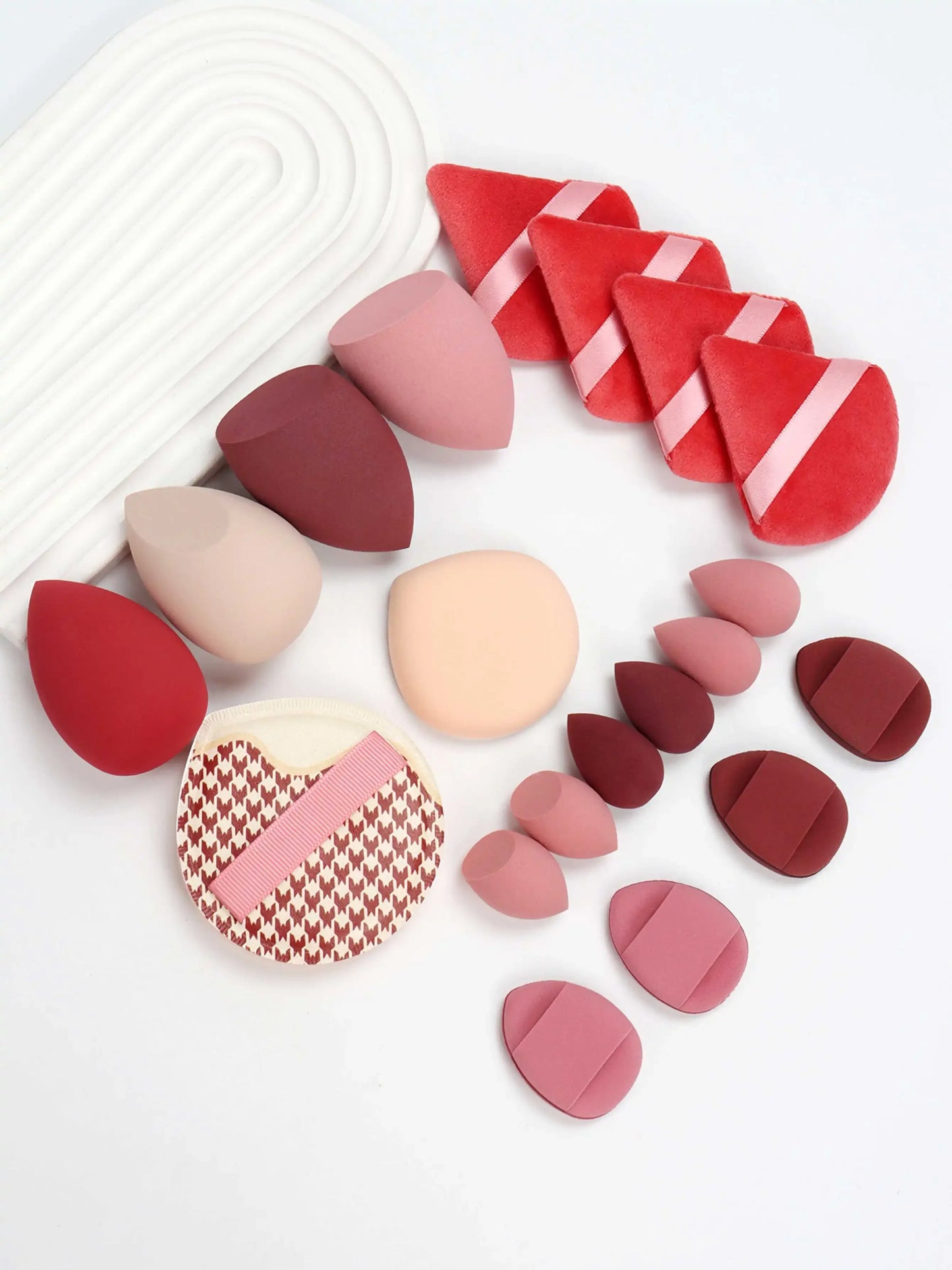 20 Pcs Pink Makeup Sponge and Makeup Puff Set