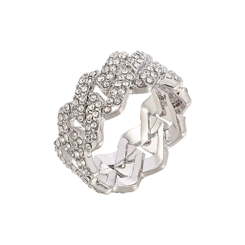 Iced Out Cuban Link Chain Ring