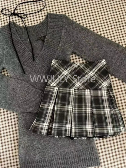 Suéter de cuello en V coqueto, manga larga, estilo pullover