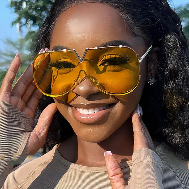 Metal Oversized Pilot Outdoor Windproof Sunglasses