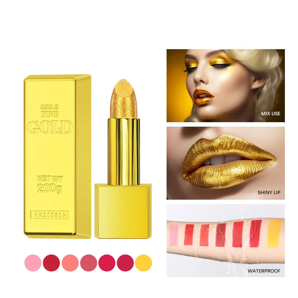 Hallowmas High-pigmented Gold Lipstick Shiny Metallic Matte