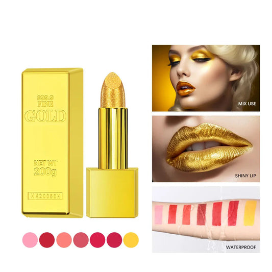 Hallowmas High-pigmented Gold Lipstick Shiny Metallic Matte