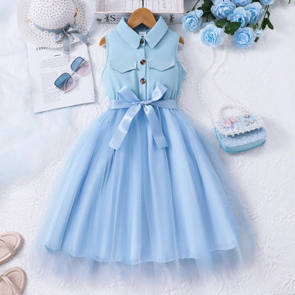 Teen Girl Sleeveless Mesh Princess Dress