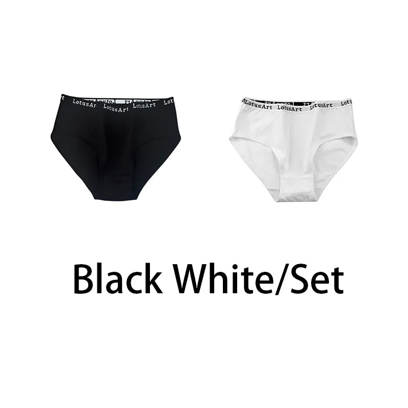 2PCS/Set Cotton Solid Panties Sexy Plus Size Lingerie