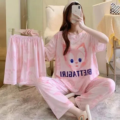 Three-piece Cartoon Pajamas Set