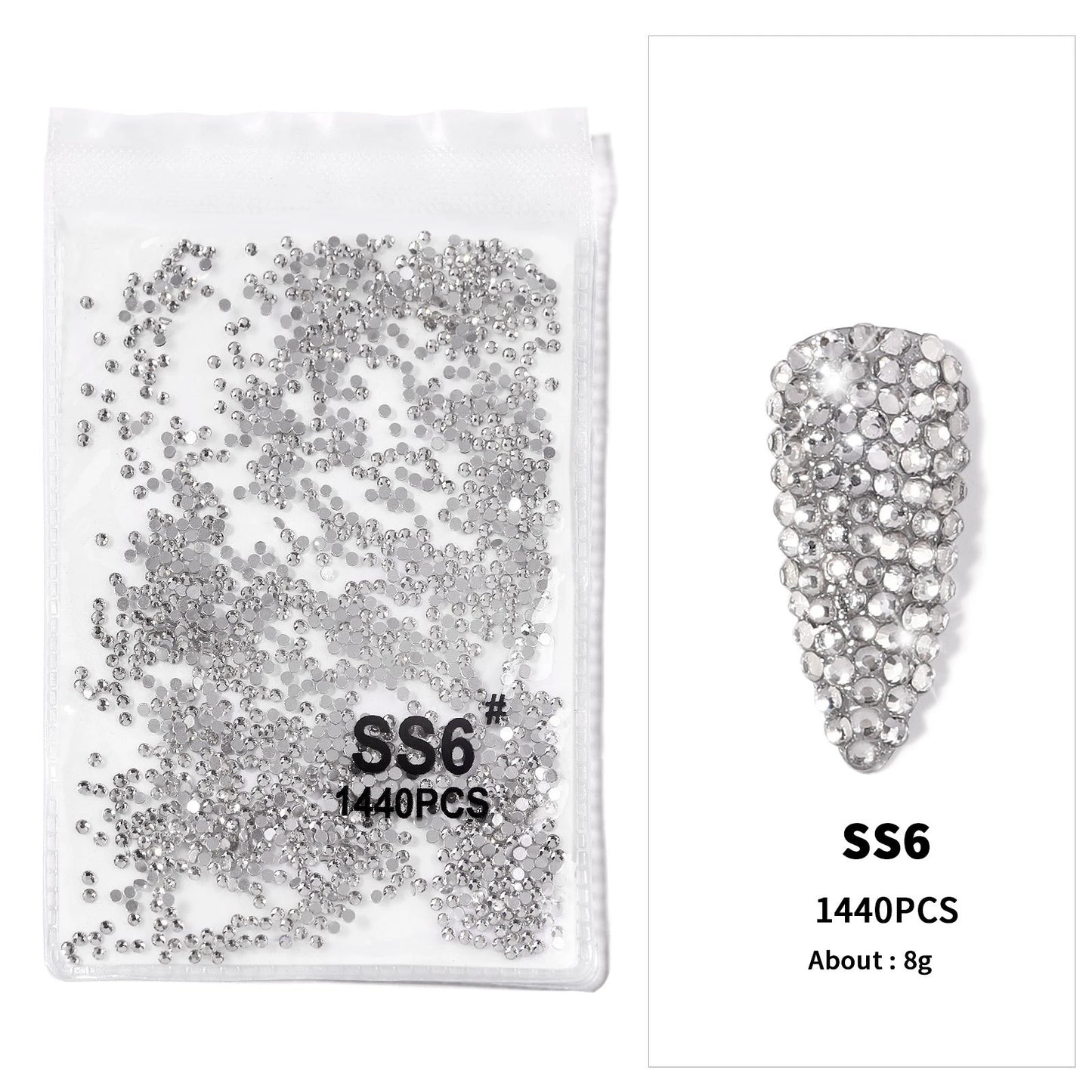 12Gird 3D Glass AB Crystal Nail Art Rhinestones Kit