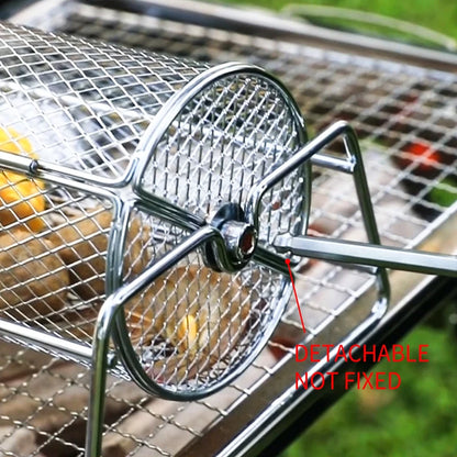 Stainless Steel Rolling BBQ Grill Mesh Basket Grill Rotisserie