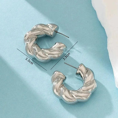 Crystal Stone Hoop Earrings Twisted Metal
