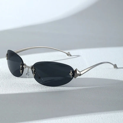 Frameless Alloy Pink Mirror Y2K Sexy Sunglasses