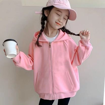 Zipper Style Hoodies Coat  Age 3-12 Kids Kawaii Sweatshirt