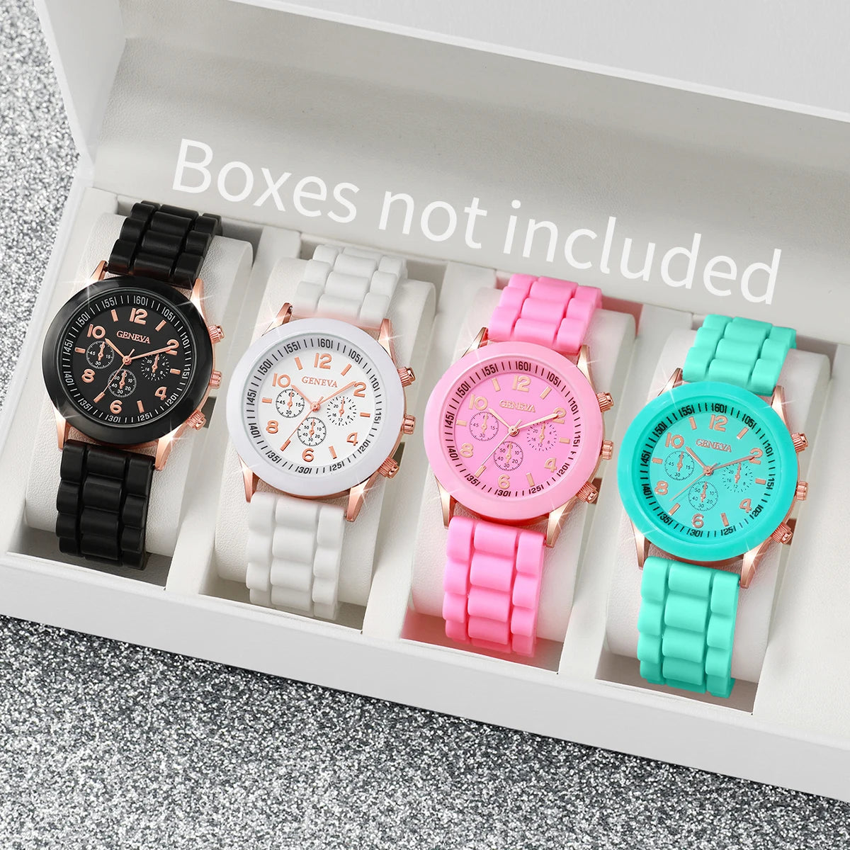 DANA 4PCS Silicone Analog Quartz Watch Set
