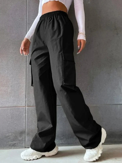 Ripped Baggy Waist Straight Cargo Pants