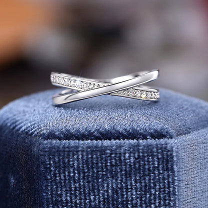 DANA 925 Sterling Silver Cross Cubic Zirconia Ring