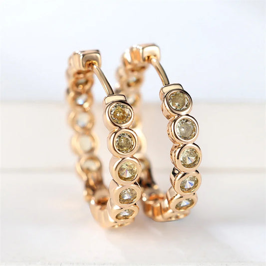 Luxury Cute Small Black Round Hoop Zircon Stone Earrings