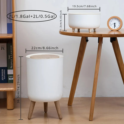 Round Trash Can With Lid White Garbage Can