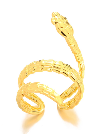 خواتم ثعبان من الفولاذ المقاوم للصدأ مطلية بالذهب 316L
