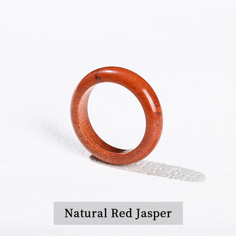 1 Pc Natural Stone Jade Crystal Agate Obsidian Fengshui Lucky Rings