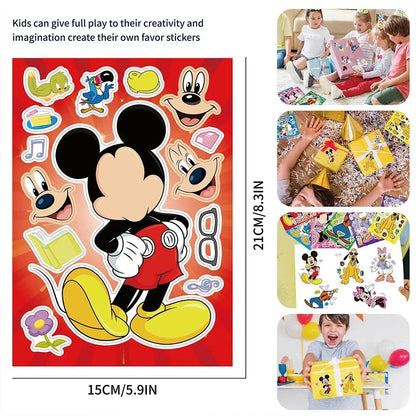 12Sheets Disney Make a Face Puzzle Stickers Mickey Mouse Donald Duck Kids Sticker