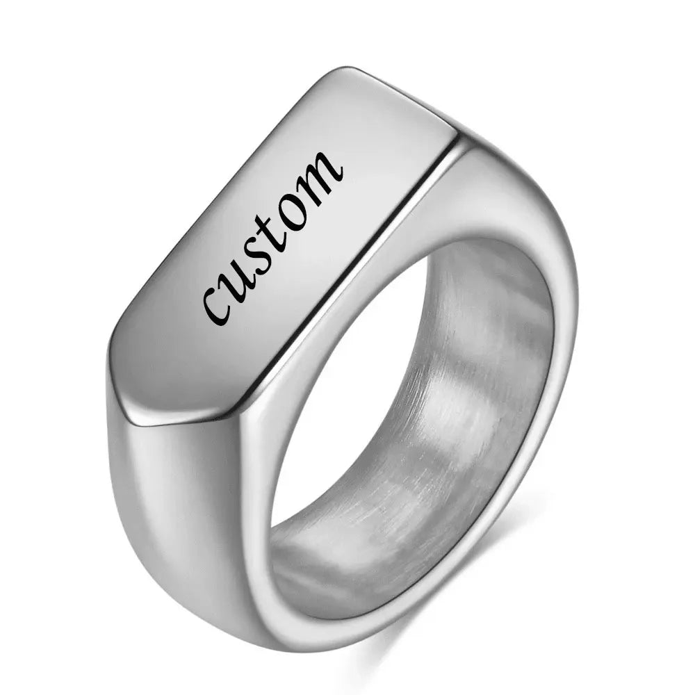 Customized Letter Pattern Logo Stainless Steel Rings