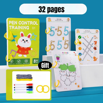 All-in-One Magic Tracing Coloring Book Reusable Pen Control Workbook