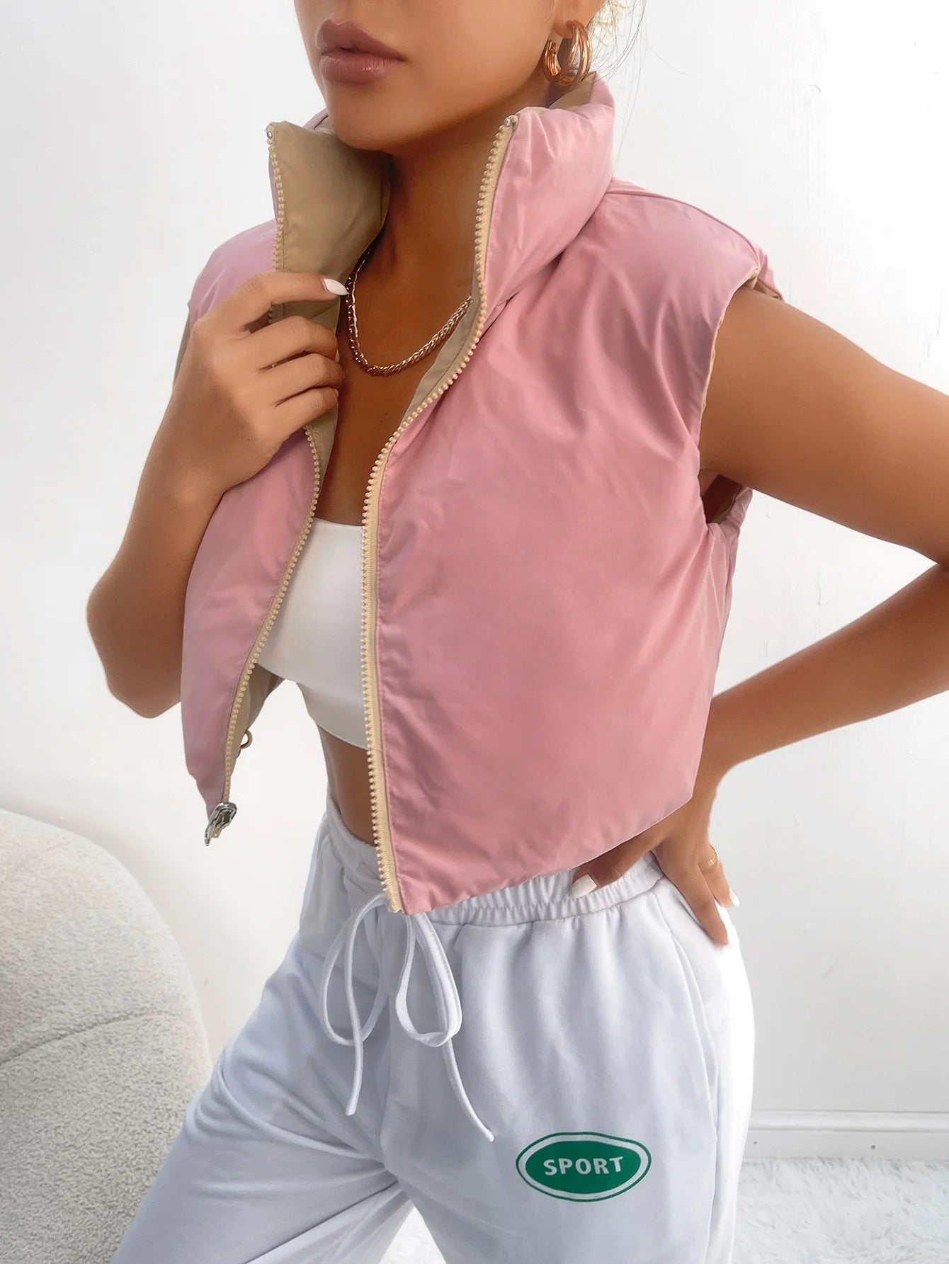 Slim-fit Stand Collar Trendy Vest