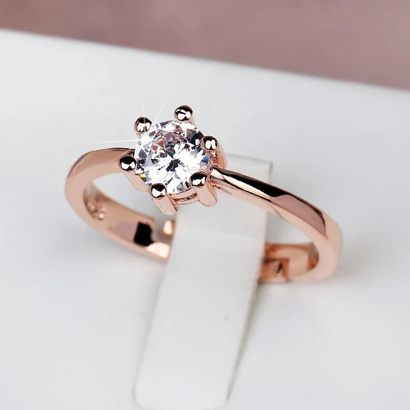 925 Sterling Silver Luxury White Bridal Ring 18K Gold Promise Love Rings