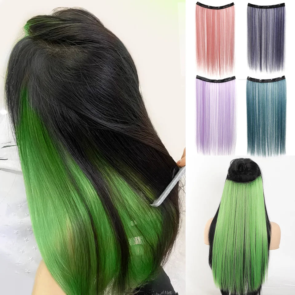 20 Inch Long Synthetic Straight Clip-In Hair Extensions