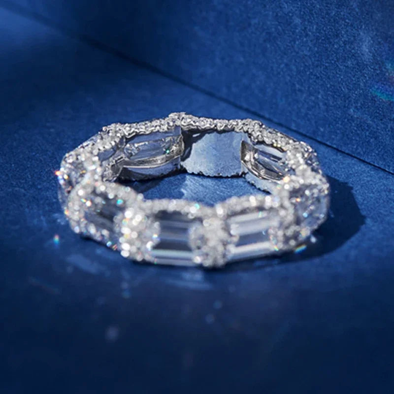 Huitan Geometric Fresh Style Charming Inlaid Shiny CZ Rings