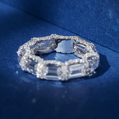Huitan Geometric Fresh Style Charming Inlaid Shiny CZ Rings