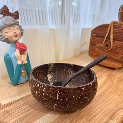 Natural Coconut Bowl Wooden Salad Ramen Bowl Set