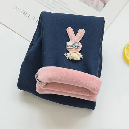 Cartoon Rabbit Cashmere-Style Leggings Baby Girl Pants
