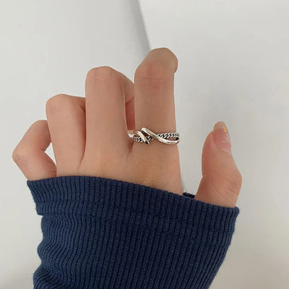 925 Sterling Silver Retro Geometric Asymmetric Rings