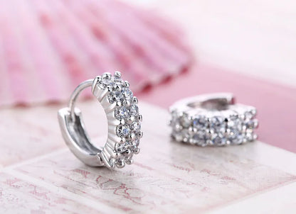 925 Sterling Silver Zircon Buckle Earrings